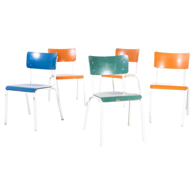 Stacking Chairs by Sebel, Pressed Metal Seat on Tubular Frame, Set of 4 ...