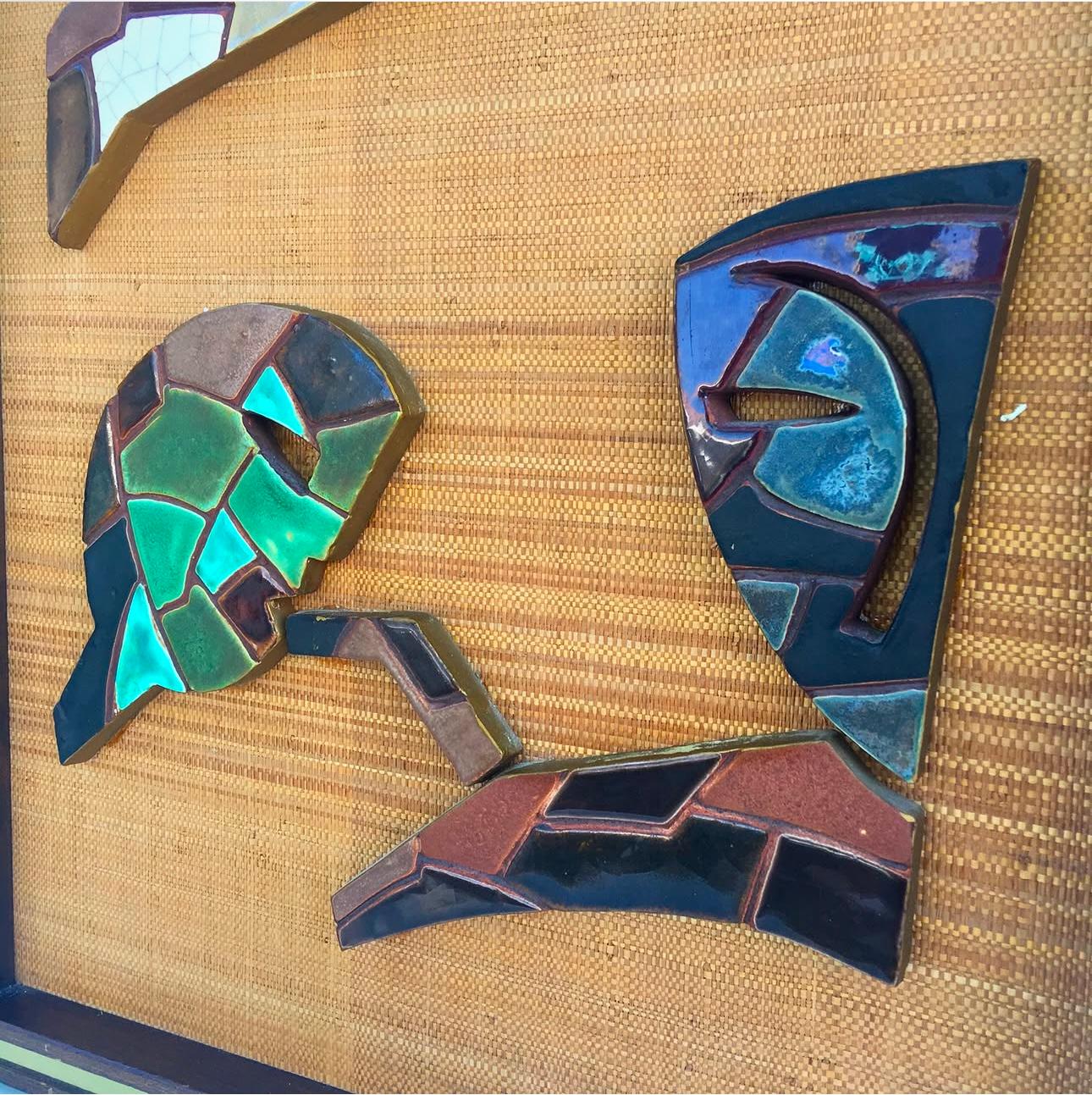 Mid-Century Modern 1960s Harris Strong Tile Abstract Cityscape Mosaic Art