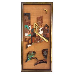 1960 Harris Strong Tile Abstract Cityscape Mosaic Art