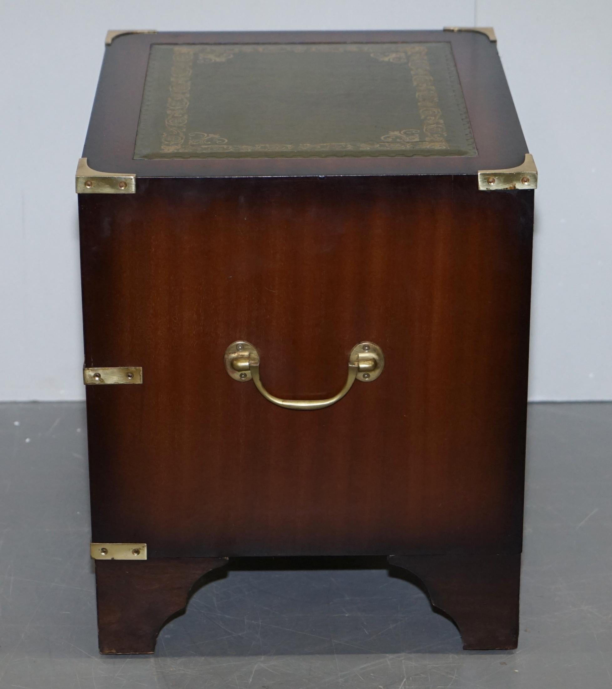 1960s Harrods Kennedy Military Campaign Side Table Chest of Drawers Leather Top 4