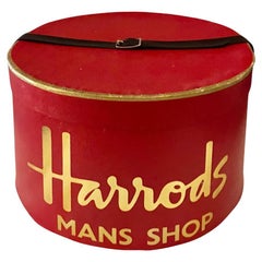 1960s Harrods of London Red Hat Box