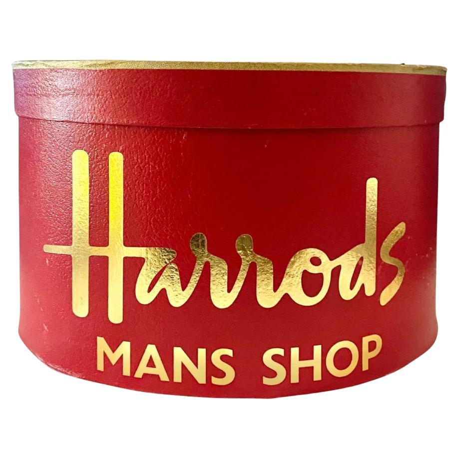1960s Harrods of London Red Hat Box 