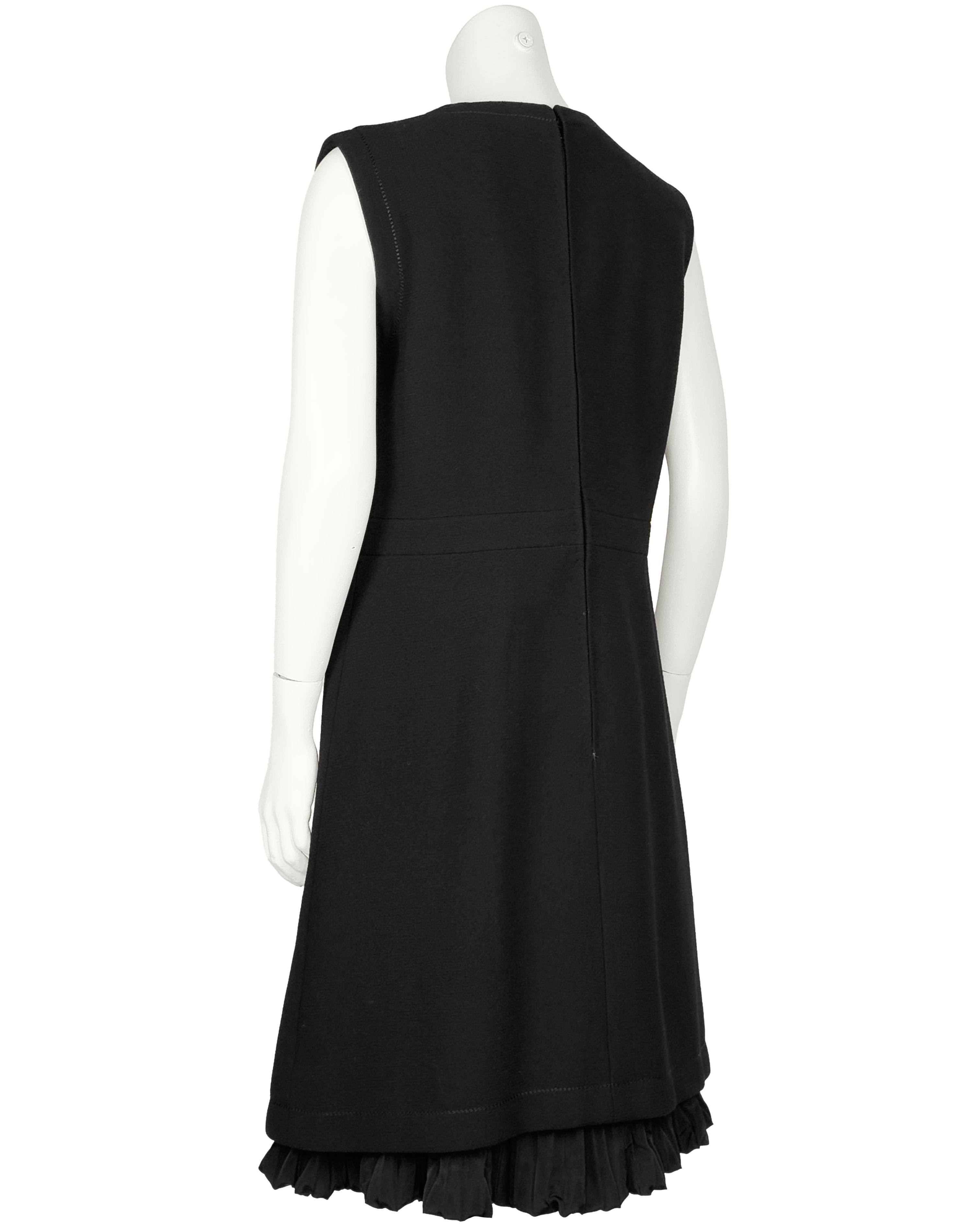 1960's Harry Algo Black Wool Mod Style A-Line Dress In Good Condition For Sale In Toronto, Ontario