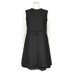 Vintage 1960's Harry Algo Black Wool Mod Style A-Line Dress