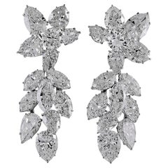 Antique Harry Winston Diamond Cluster Platinum Chandelier Earrings