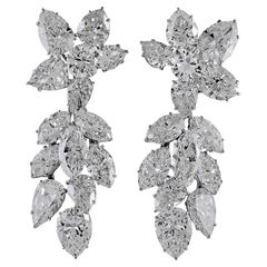 Vintage Harry Winston Diamond Cluster Platinum Chandelier Earrings