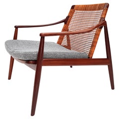 1960s Hartmut Lohmeyer Teak Easy Chair in Cane for Wilkhahn, Germany