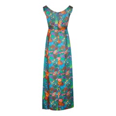 1960s Harvey Nichols Floral and Sequin Evening Dress