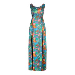 Vintage 1960s Harvey Nichols Floral and Sequin Evening Dress