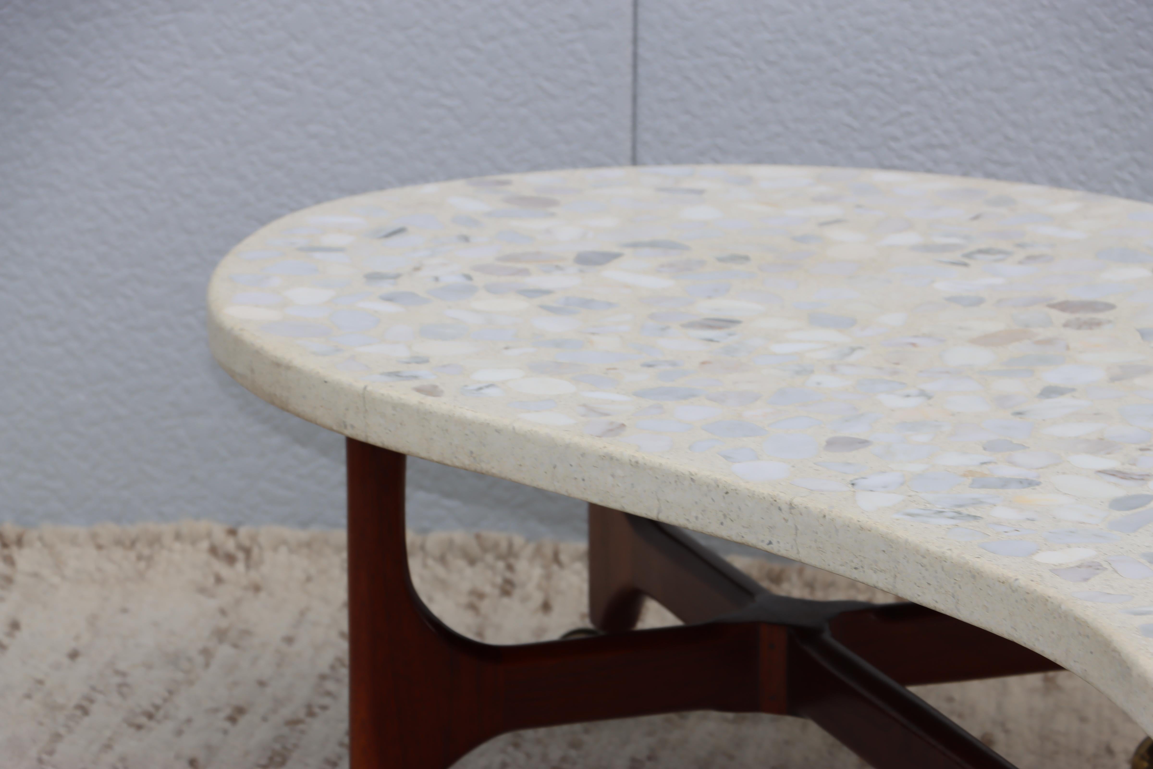 1960's Harvey Probber Style Modern Coffee Table With Terrazzo Top & Walnut Base  For Sale 7