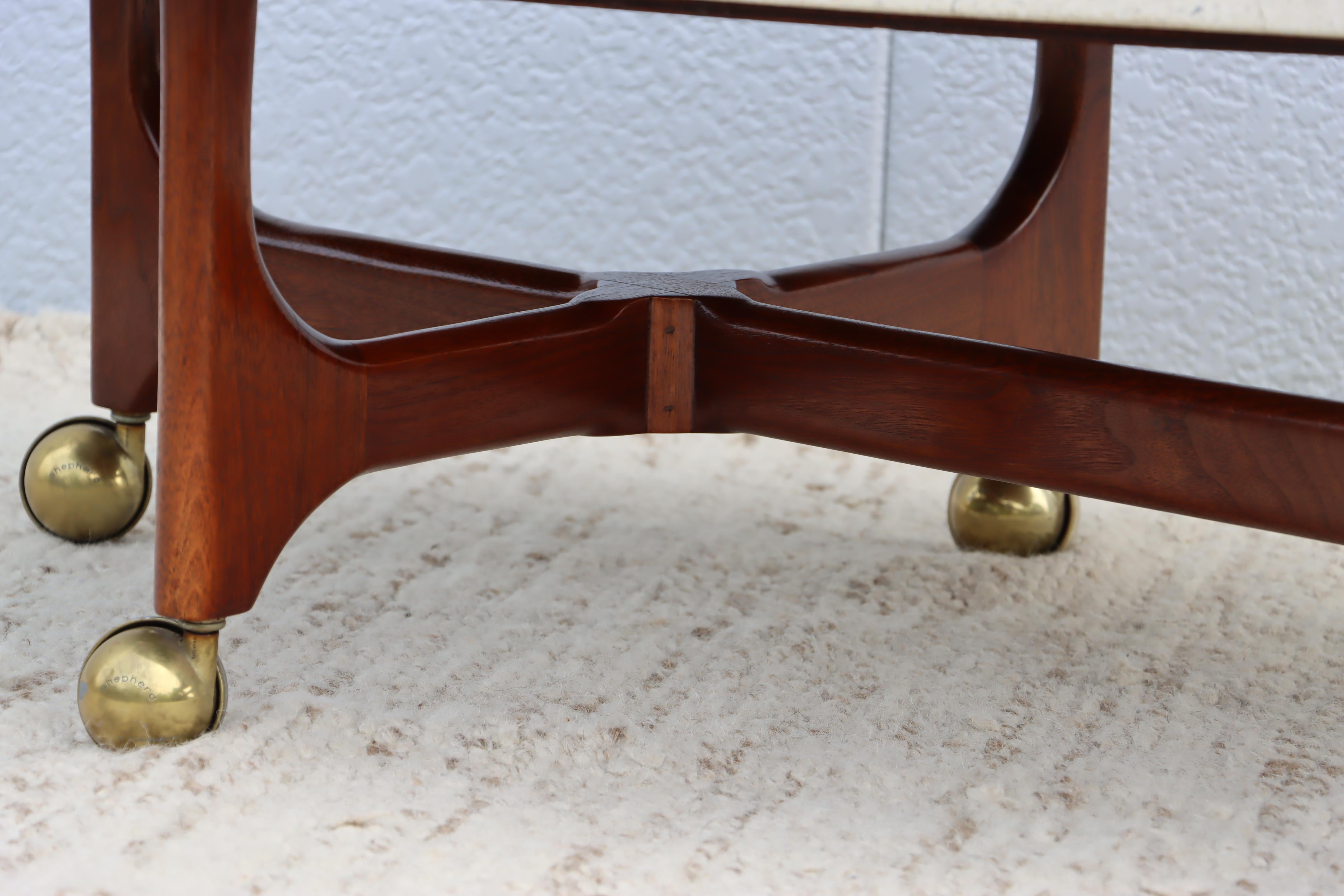 American 1960's Harvey Probber Style Modern Coffee Table With Terrazzo Top & Walnut Base  For Sale