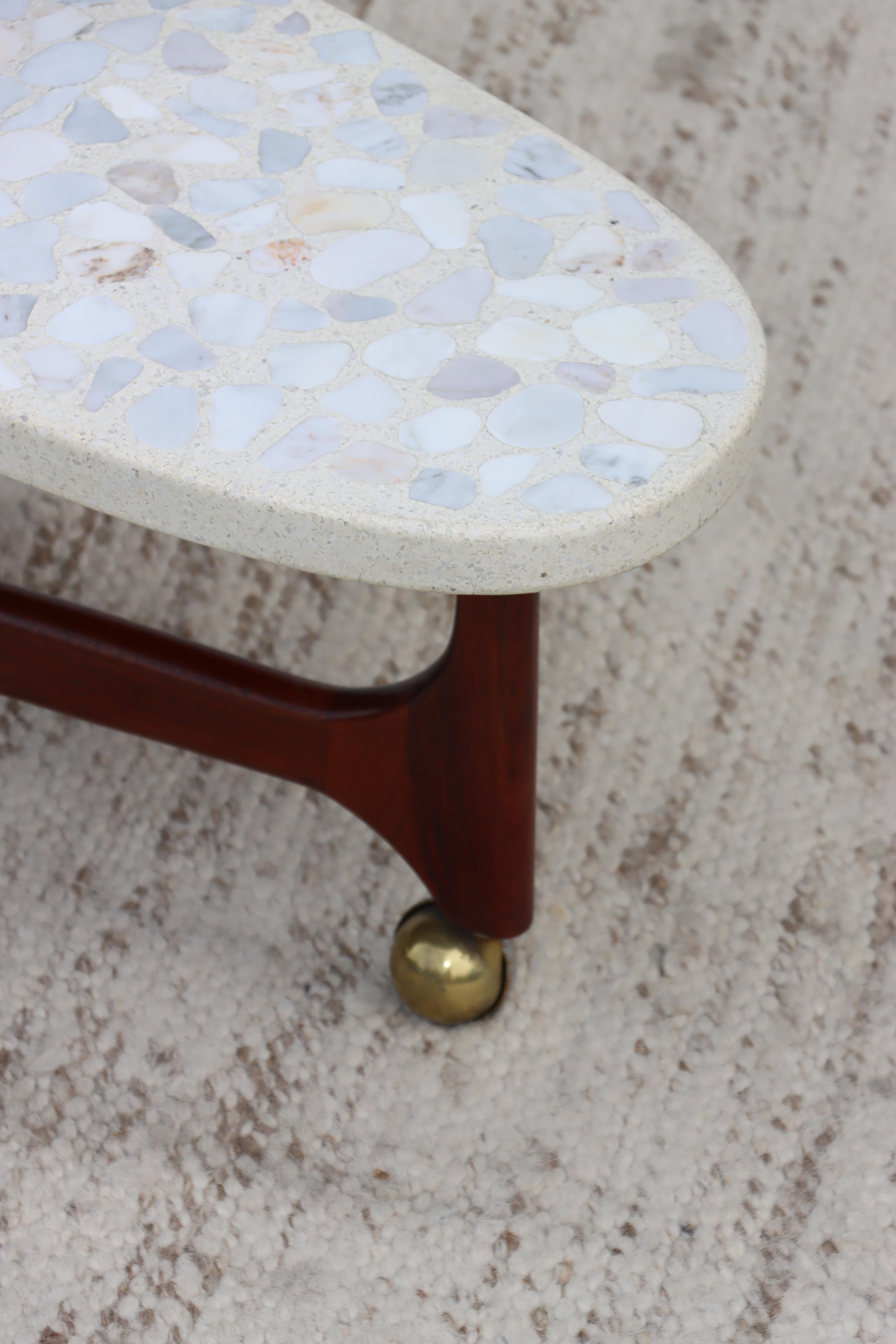 1960's Harvey Probber Style Modern Coffee Table With Terrazzo Top & Walnut Base  For Sale 2