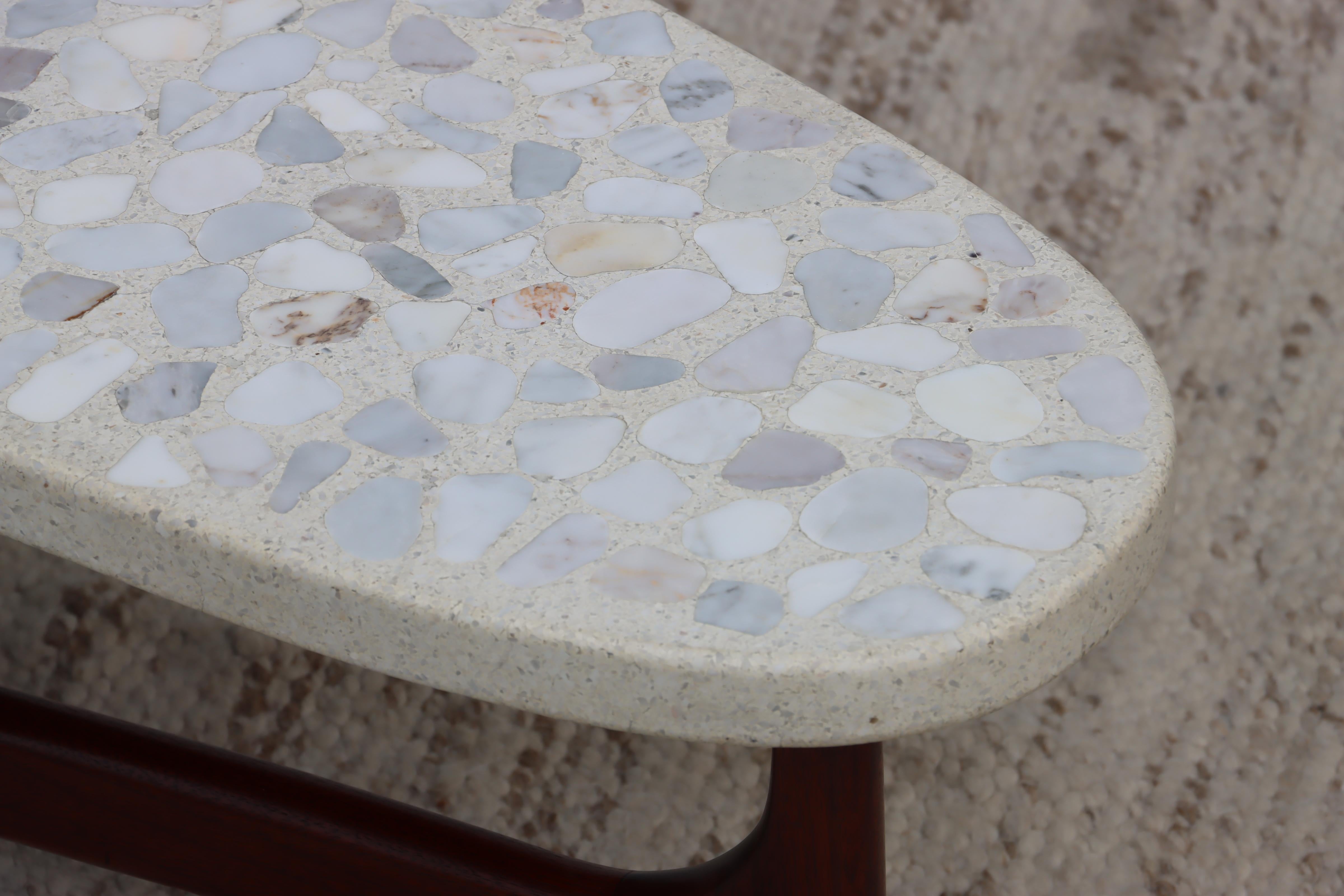 1960's Harvey Probber Style Modern Coffee Table With Terrazzo Top & Walnut Base  For Sale 3