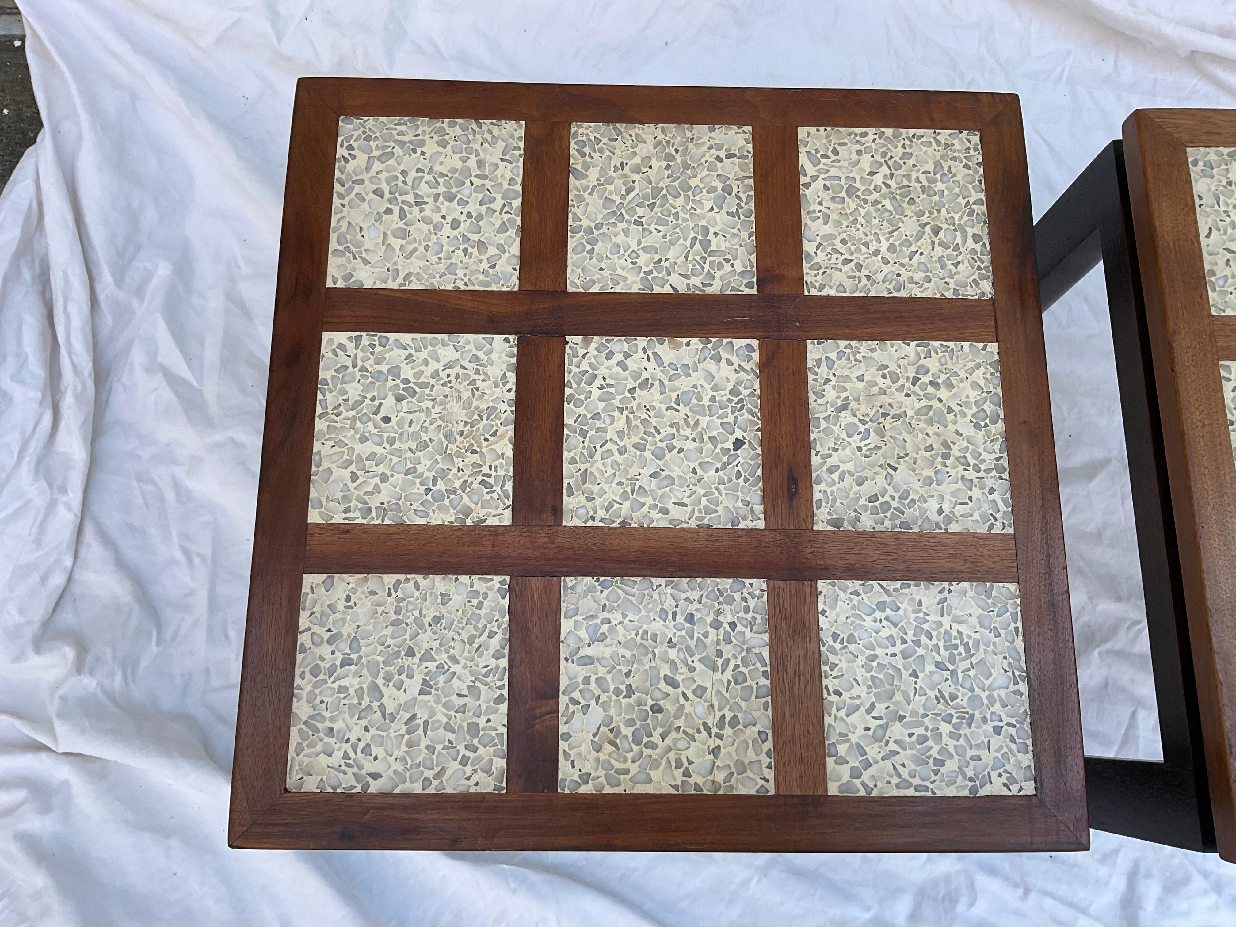 1960s Harvey Probber Terrazzo & Walnut Side Tables, a Pair 7