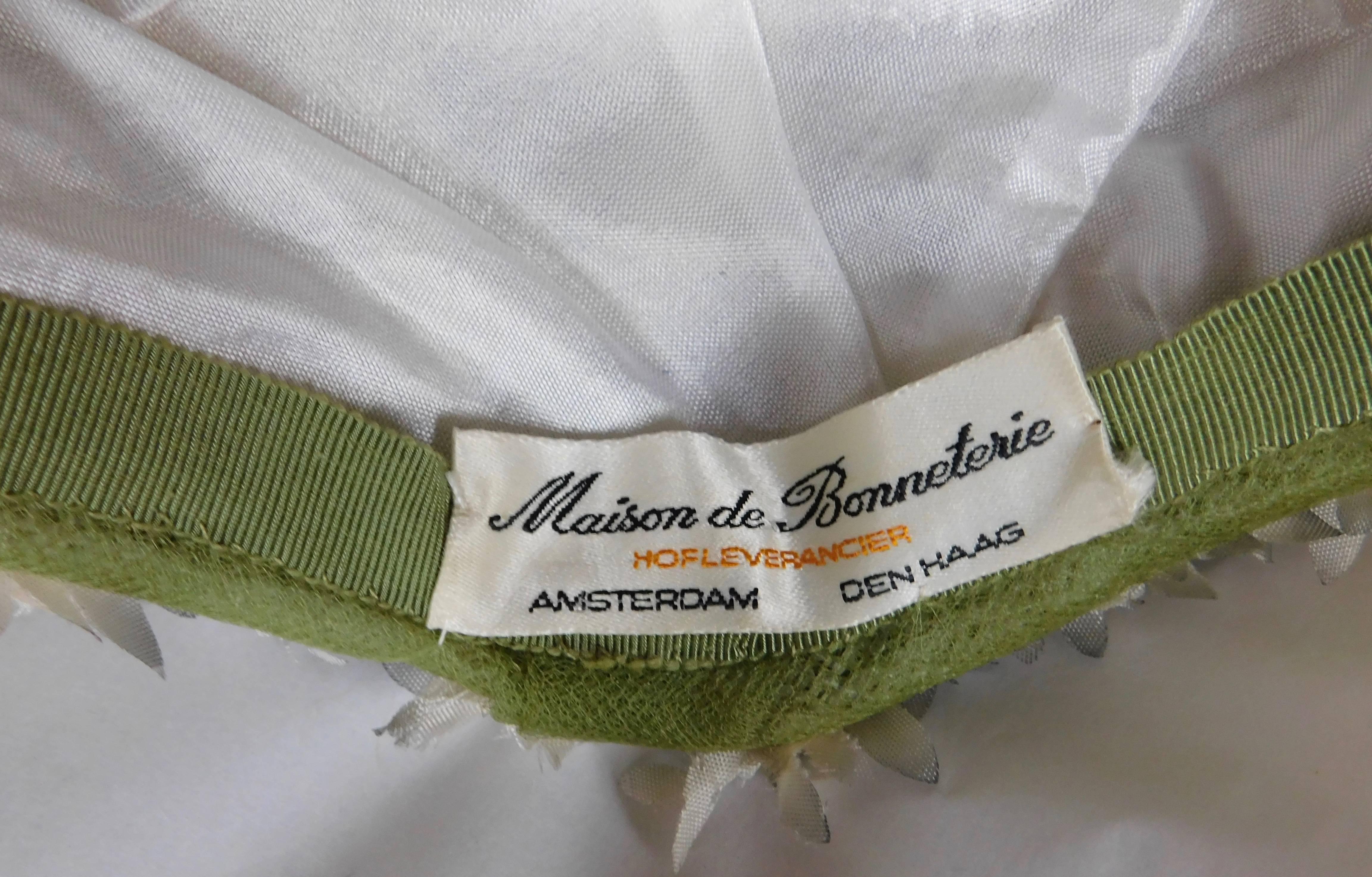 1960's Hat Fully covered in Small White Silk Flowers By Maison de Bonneterie 2