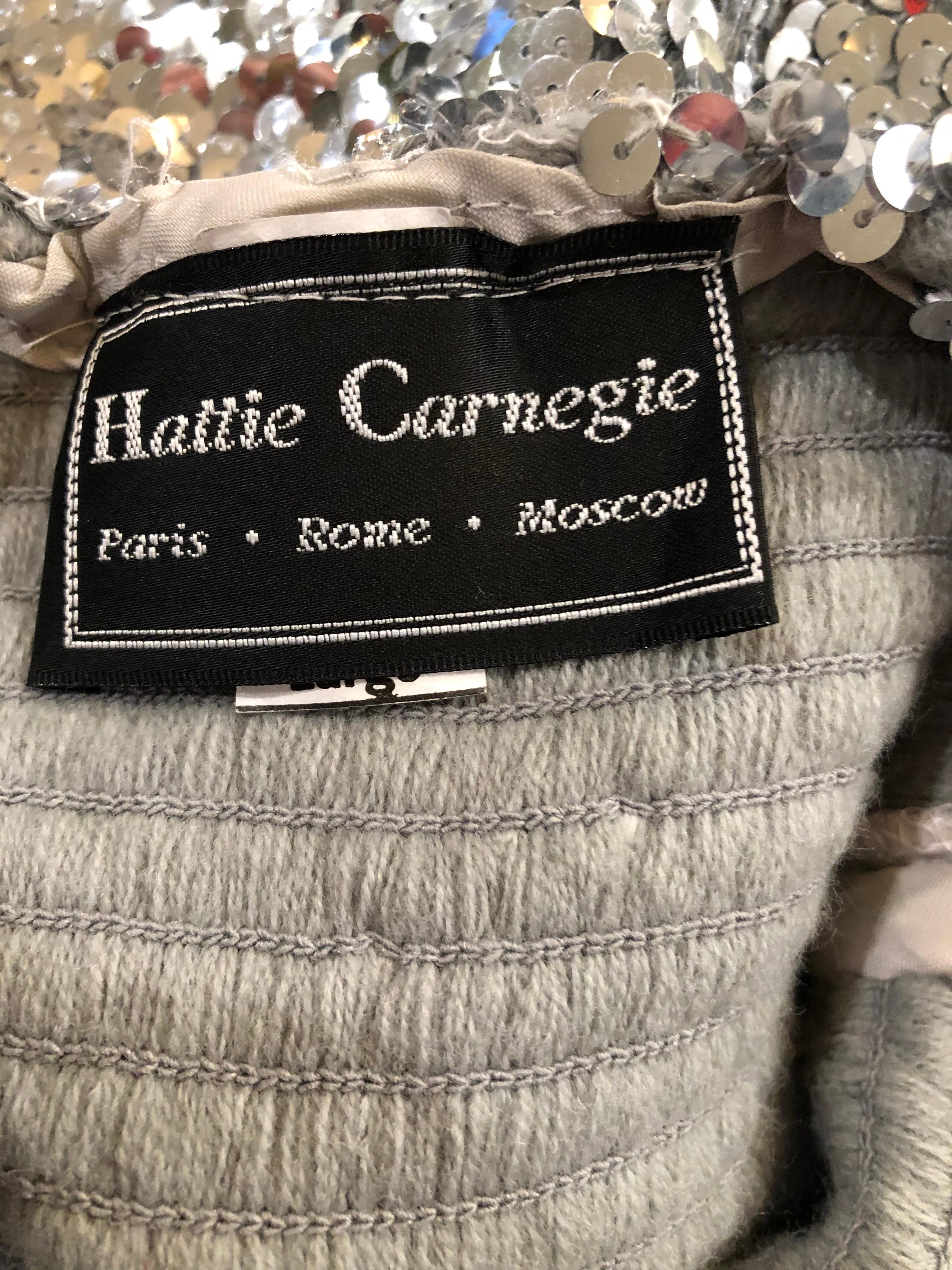 1960s Hattie Carnegie Silver Sequined Open Back Mod Vintage 60s Mini Dress For Sale 7