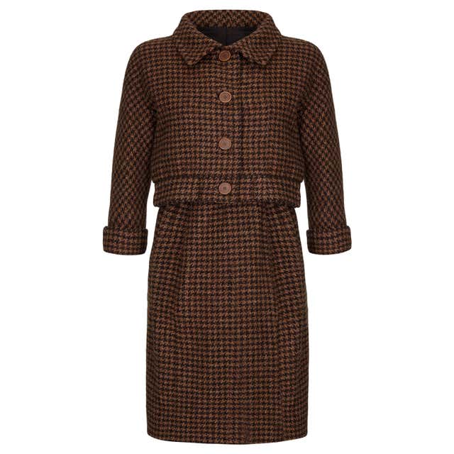 1960s Haute Couture Balenciaga Brown Tweed Skirt Suit at 1stDibs