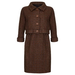 Vintage 1960s Haute Couture Balenciaga Brown Tweed Skirt Suit