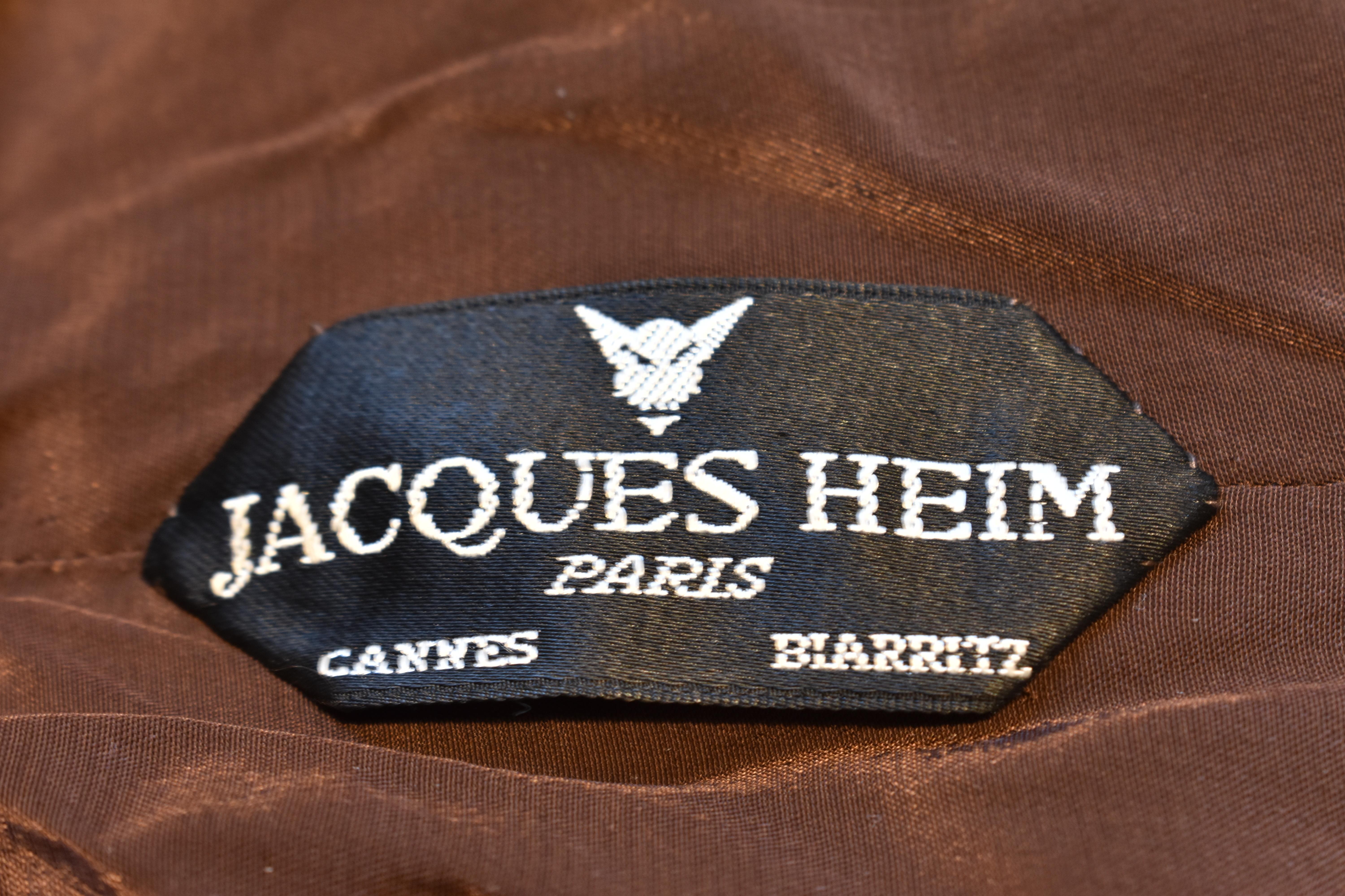 1960's Haute Couture Jacques Heim Sequin Fur Trimmed Evening Gown For Sale 3