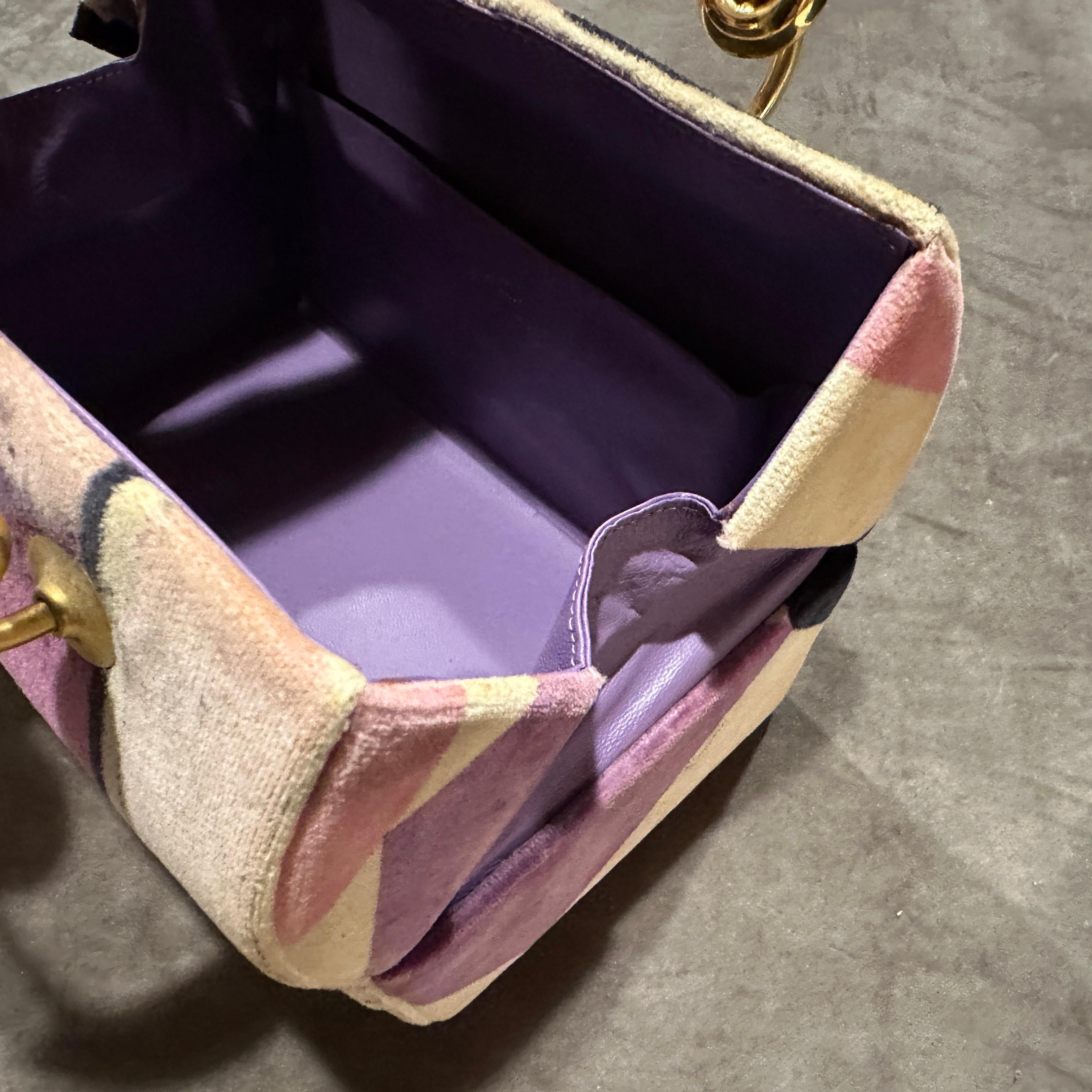 1960s Haute Couture Velvet and Brass Iconic Minaudiere Bag by Emilio Pucci For Sale 8