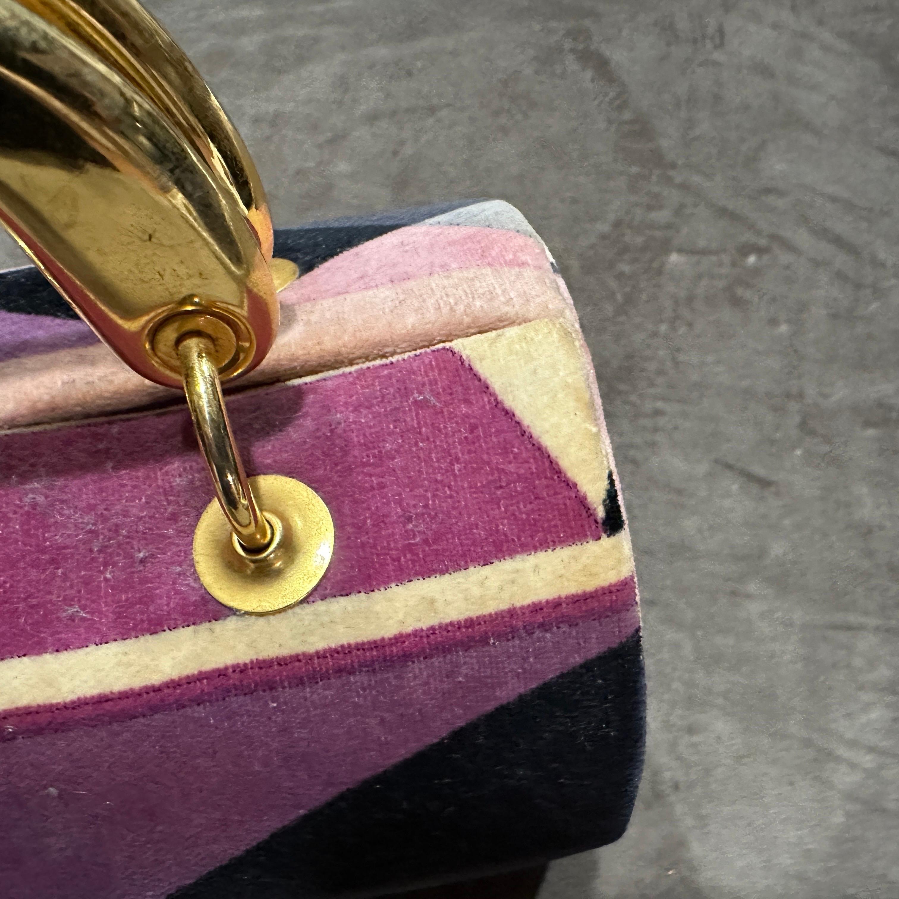 1960s Haute Couture Velvet and Brass Iconic Minaudiere Bag by Emilio Pucci For Sale 13
