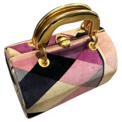 1960s Haute Couture Velvet and Brass Iconic Minaudiere Bag by Emilio Pucci