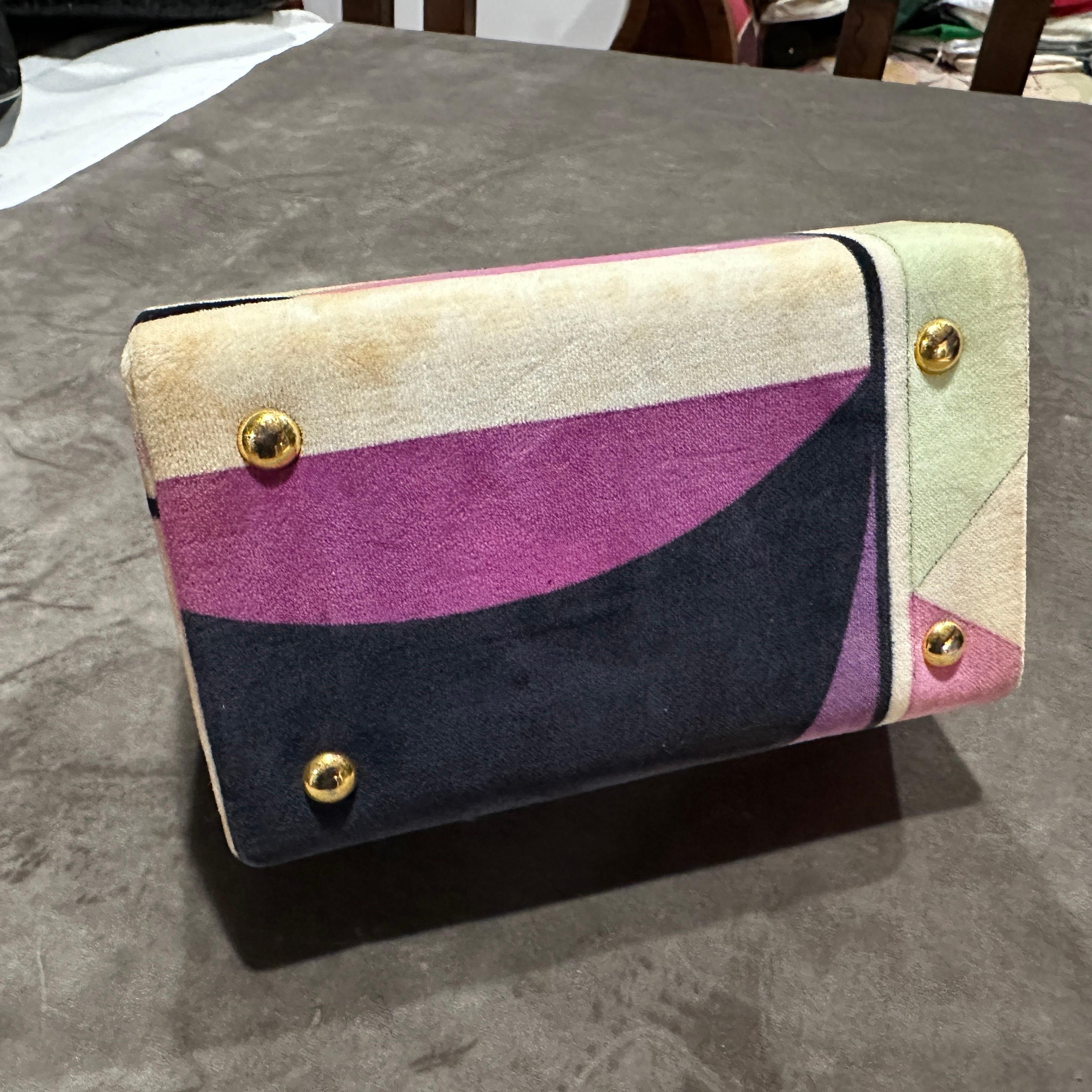 1960s Haute Couture Velvet and Brass Iconic Minaudiere Bag by Emilio Pucci For Sale 1