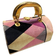 Borsa Minaudiere Iconic in velluto e ottone di Emilio Pucci degli anni Sessanta