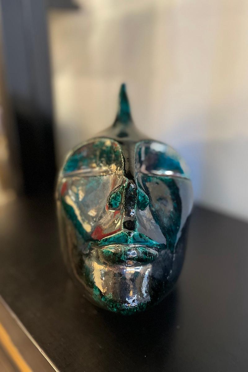 Smaltato Testa/scultura di pesce del 1960 in ceramica smaltata in vendita