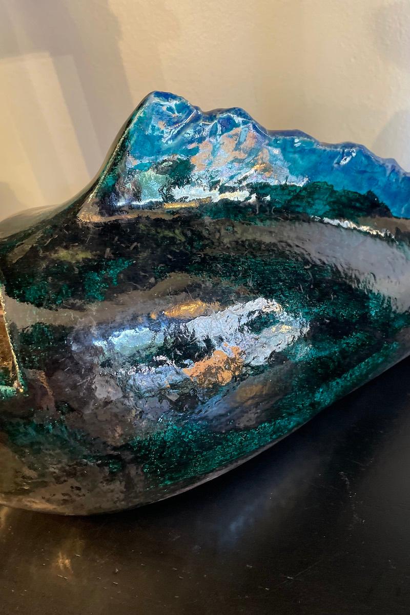 Testa/scultura di pesce del 1960 in ceramica smaltata in vendita 1