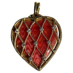 Retro 1960s Heart Shaped Diamond Locket in 18 Karat Gold