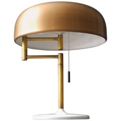 1960s Heavy Extra Large Staff Table Lamp with Swivel Joint and Brass Shade