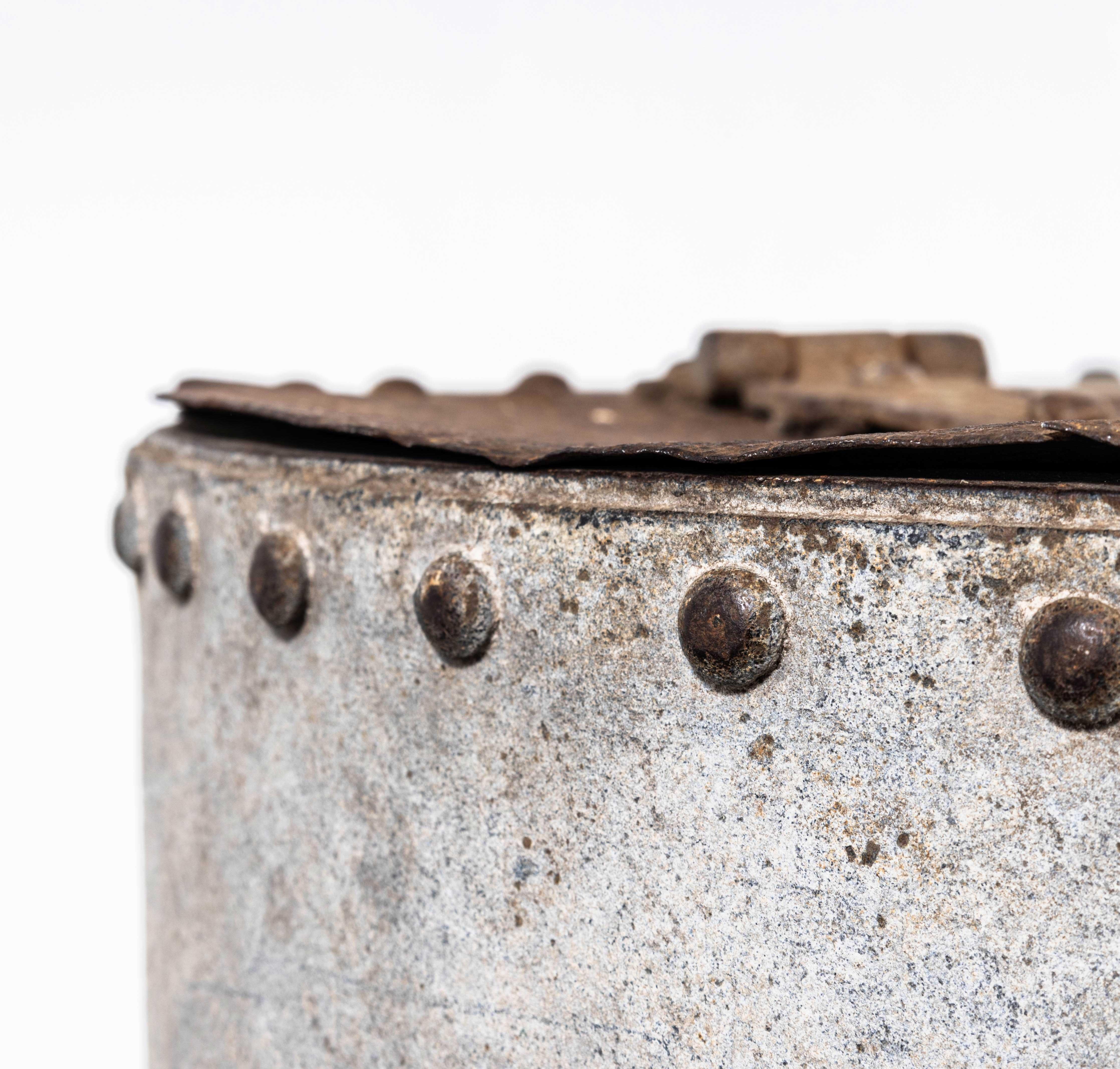 Belgian 1960's Heavy Weight Rivetted Round Grain Bin For Sale