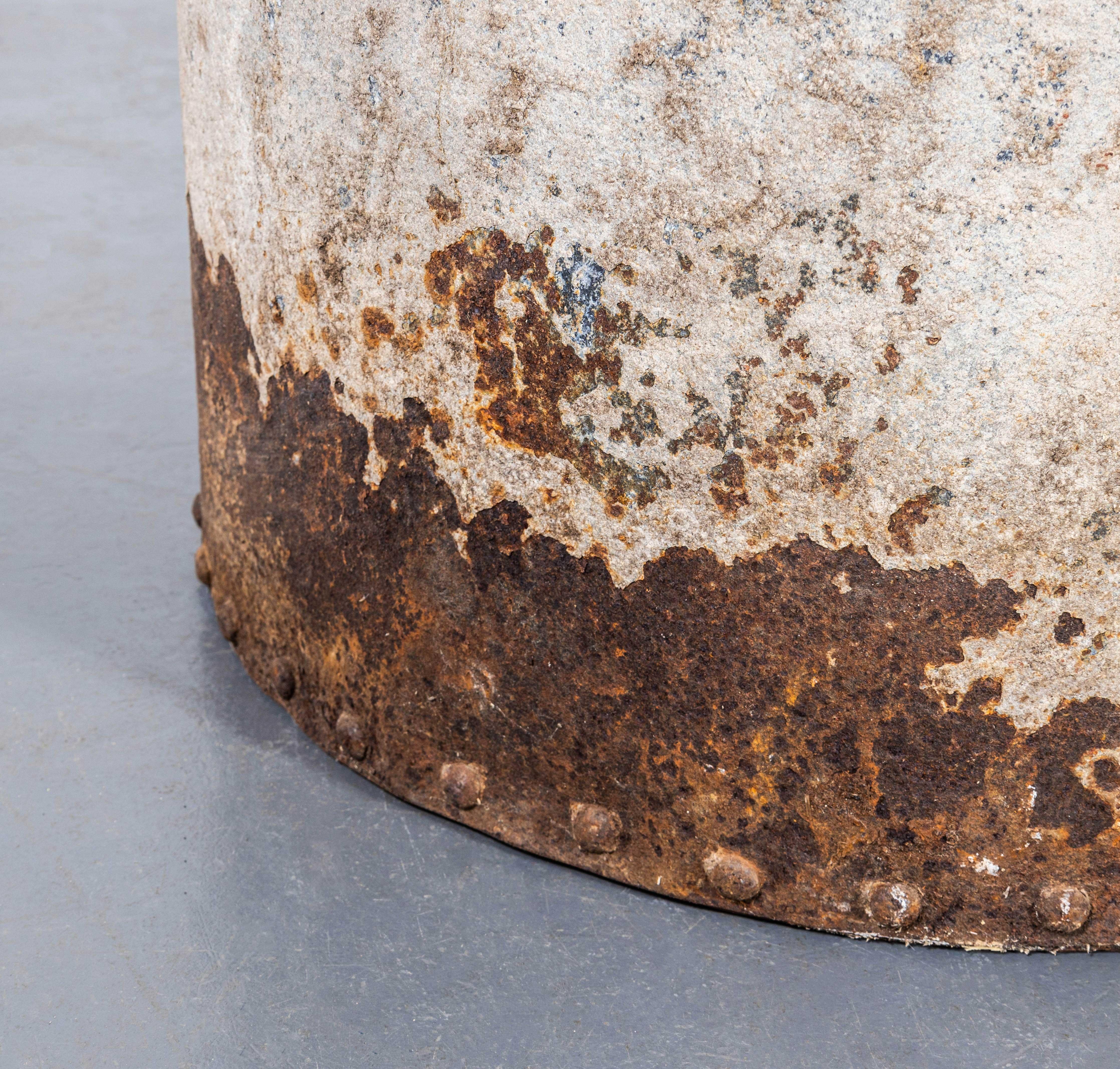 Sheet Metal 1960's Heavy Weight Rivetted Round Grain Bin For Sale