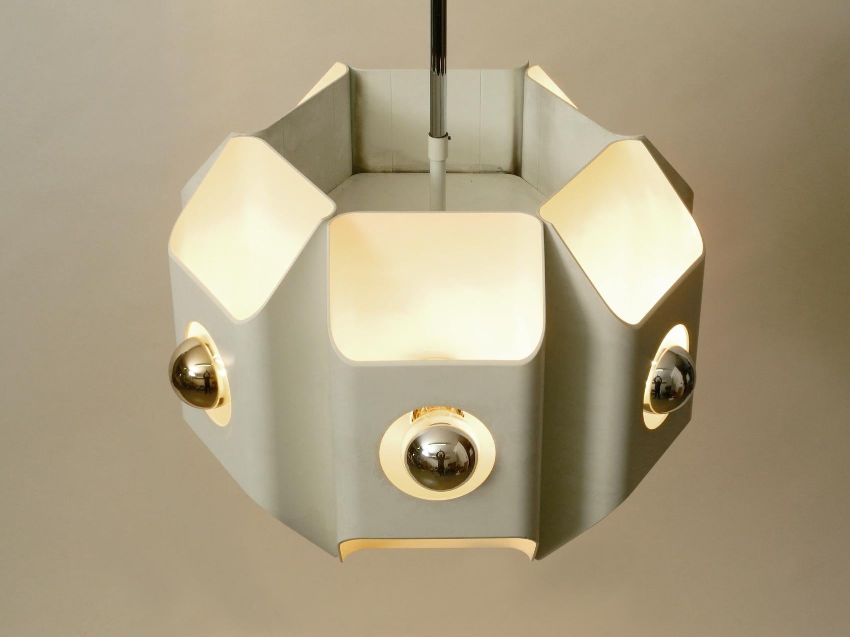 1960s Heavy Extra large Metal Ceiling Lamp by Klaus Hempel for Kaiser Leuchten For Sale 5