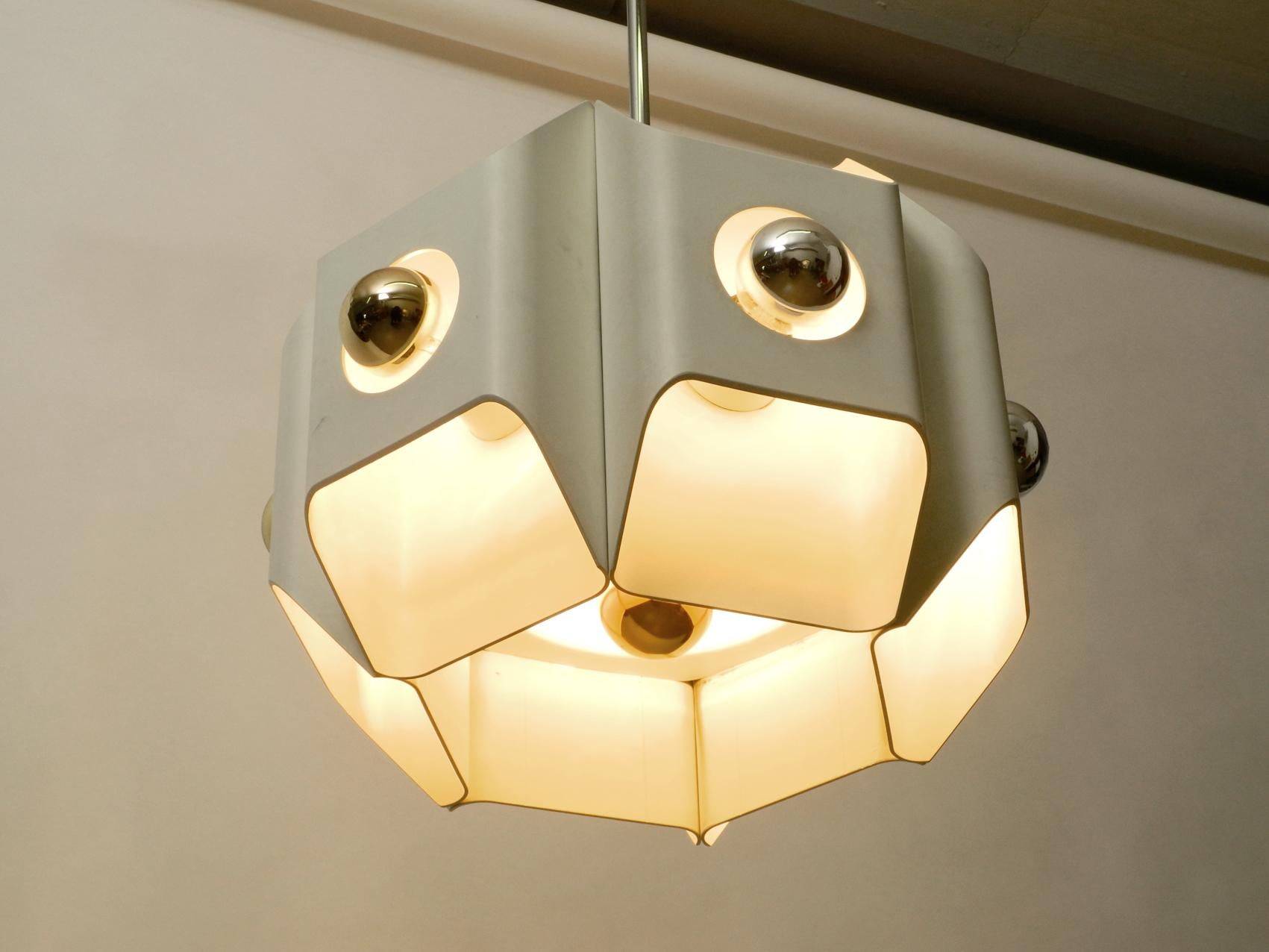Mid-20th Century 1960s Heavy Extra large Metal Ceiling Lamp by Klaus Hempel for Kaiser Leuchten For Sale