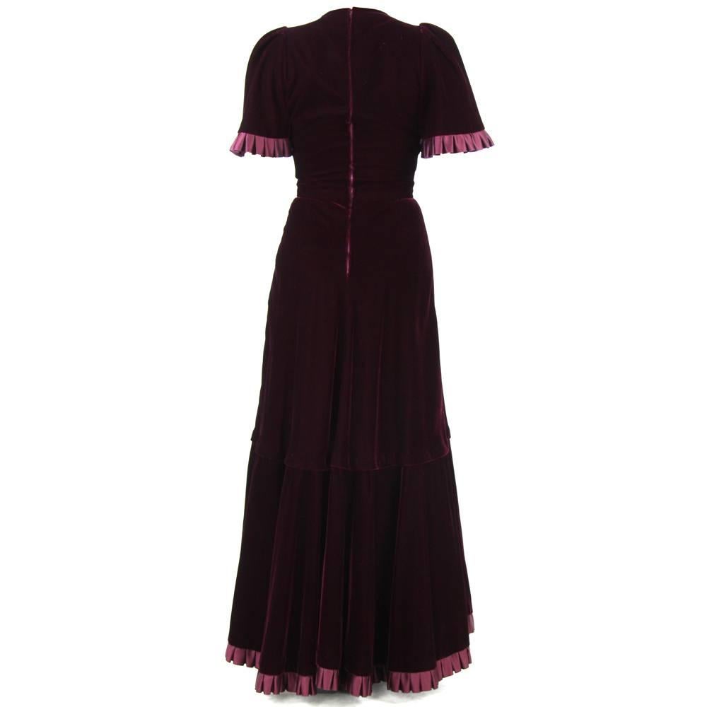 burgundy velvet long dress