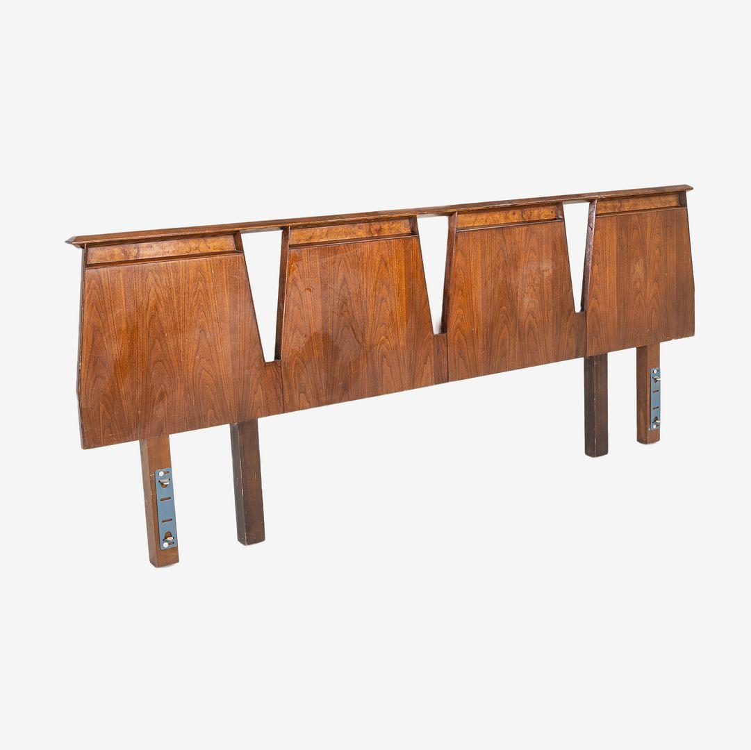 American 1960s Helen Hobey Baker King Size Modern Headboard in Walnut For Sale