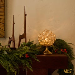 1960s Helena Tynell Amber Bubble Glass & Brass Table Lamp for Limburg