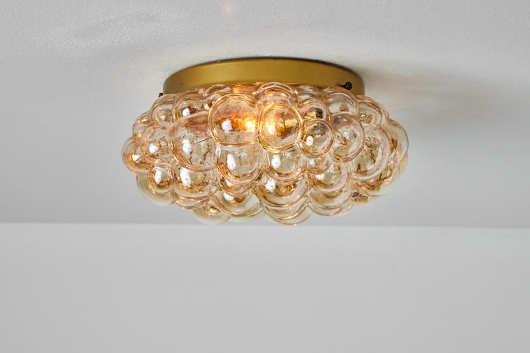 1960s Helena Tynell Amber Bubble Glass Flush Mount for Limburg In Good Condition In Glendale, CA