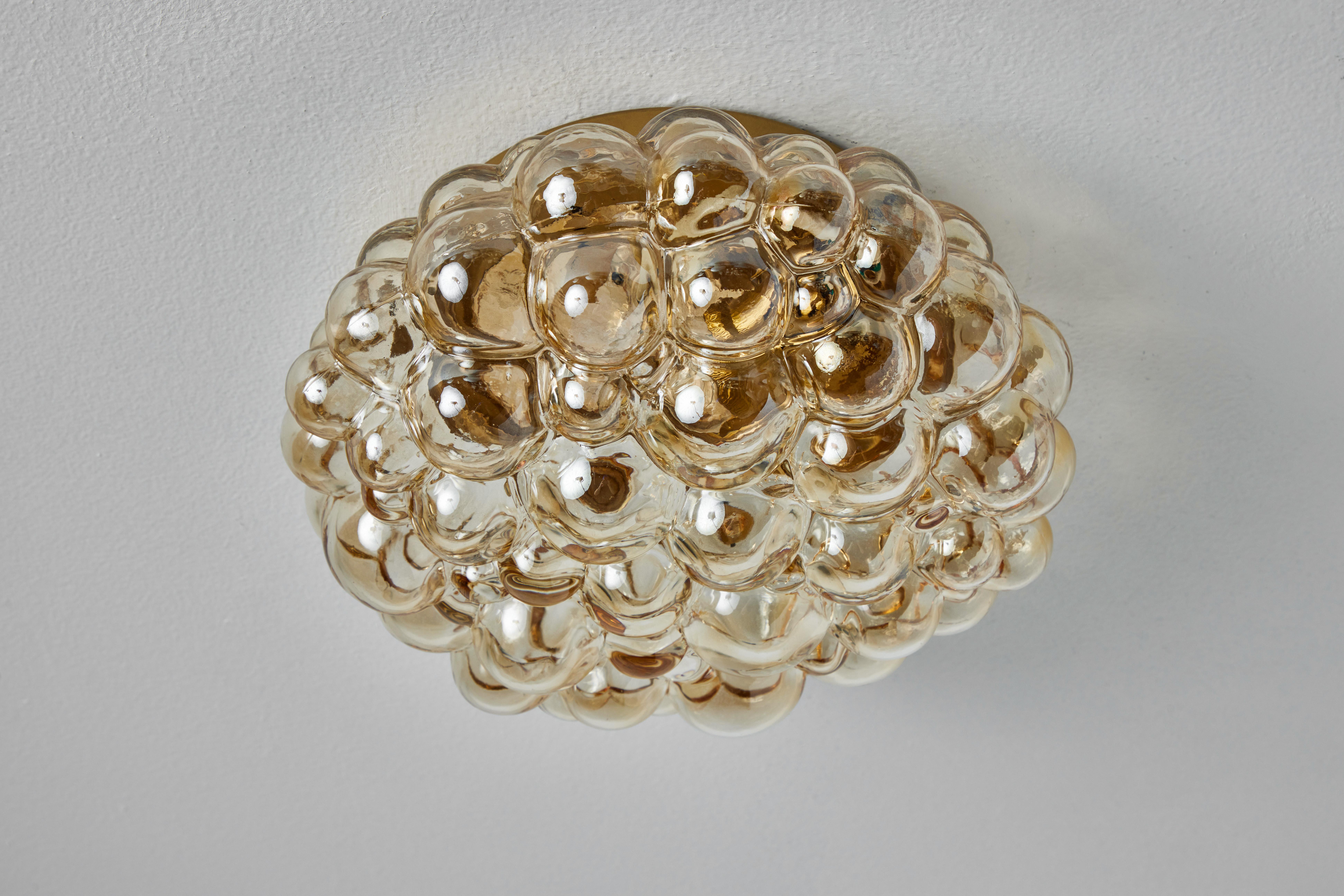 1960s Helena Tynell Model #A664 Amber Bubble Glass Flush Mount for Limburg In Good Condition For Sale In Glendale, CA