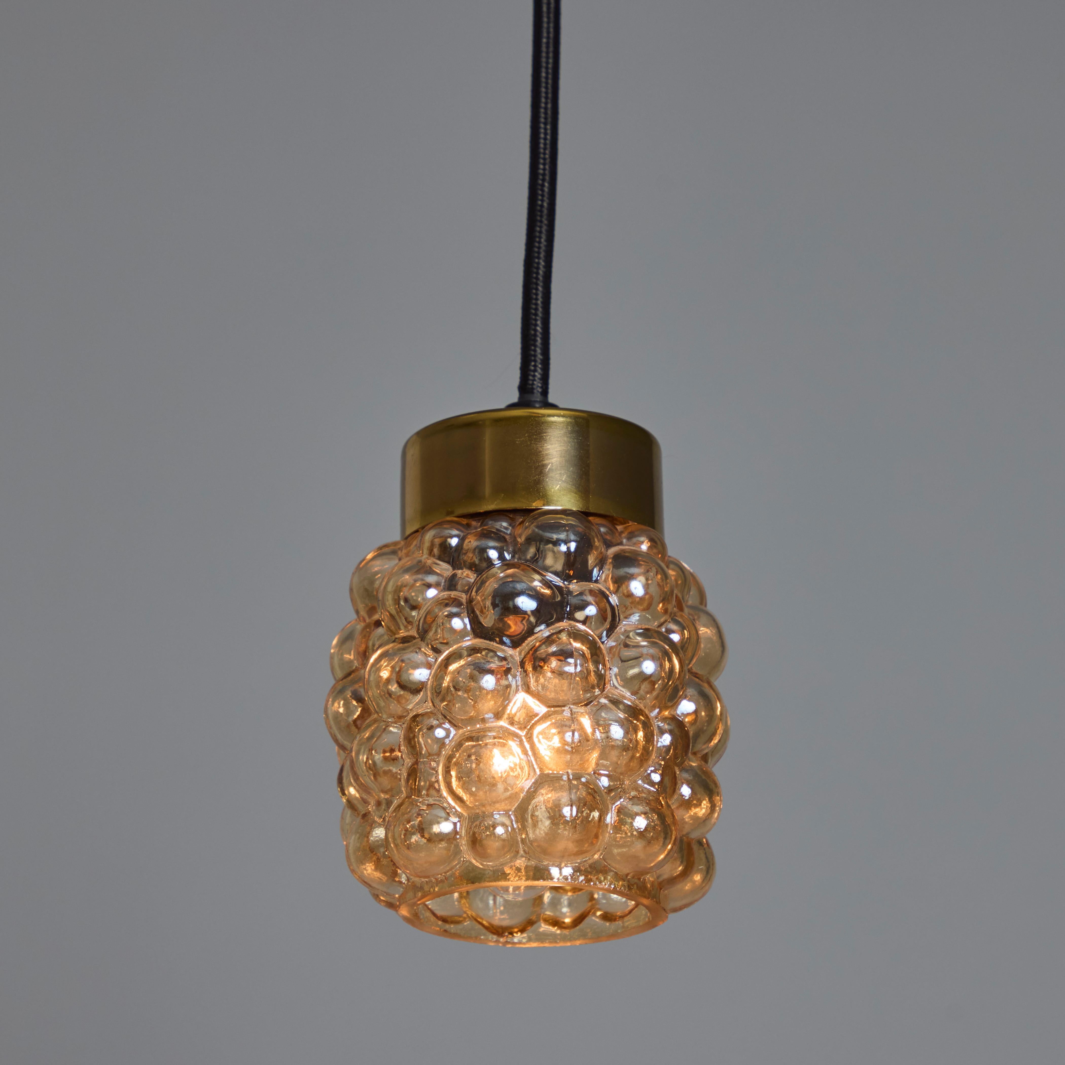1960s Helena Tynell Amber Bubble Glass Pendant Lamp for Limburg For Sale 3