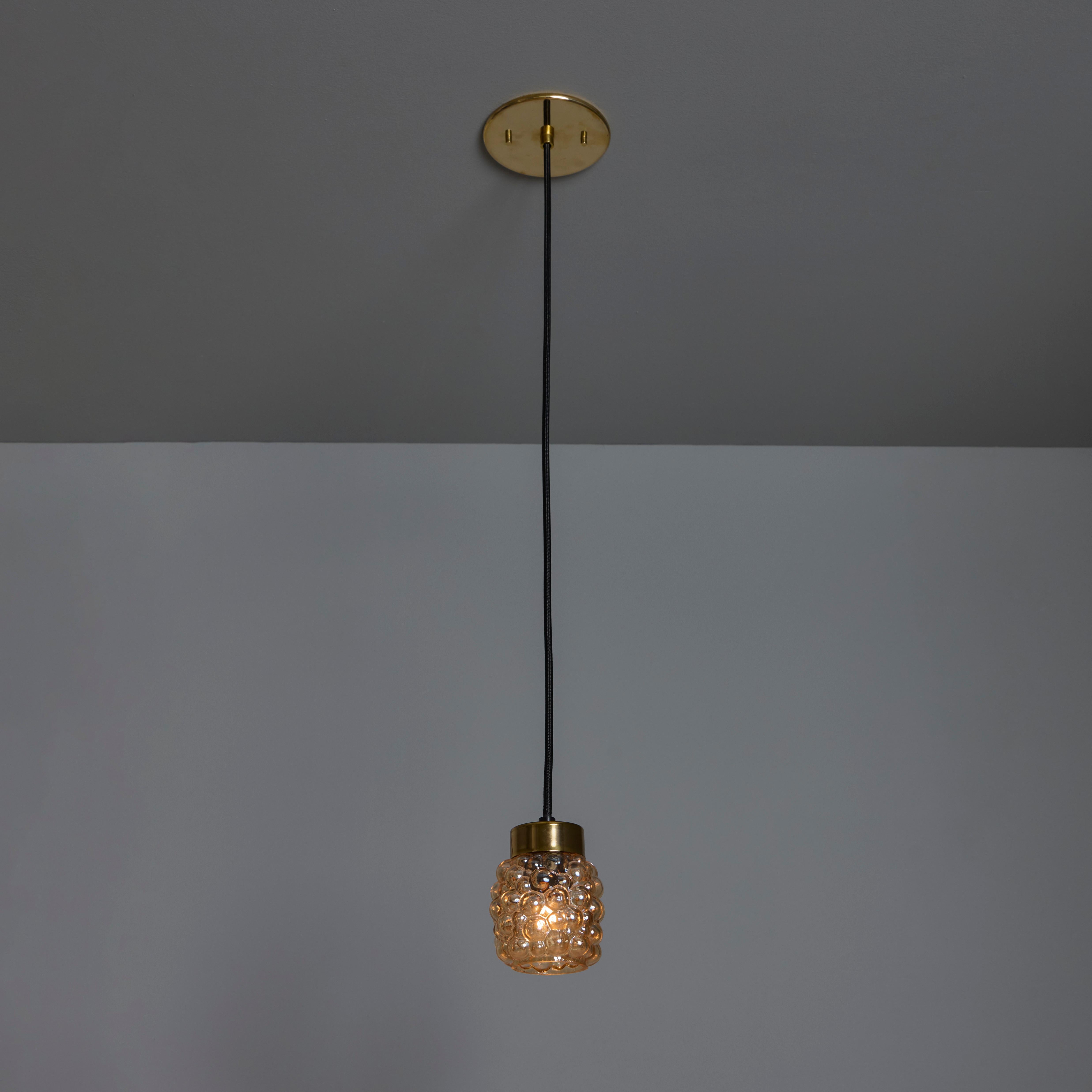 1960s Helena Tynell Amber Bubble Glass Pendant Lamp for Limburg For Sale 4