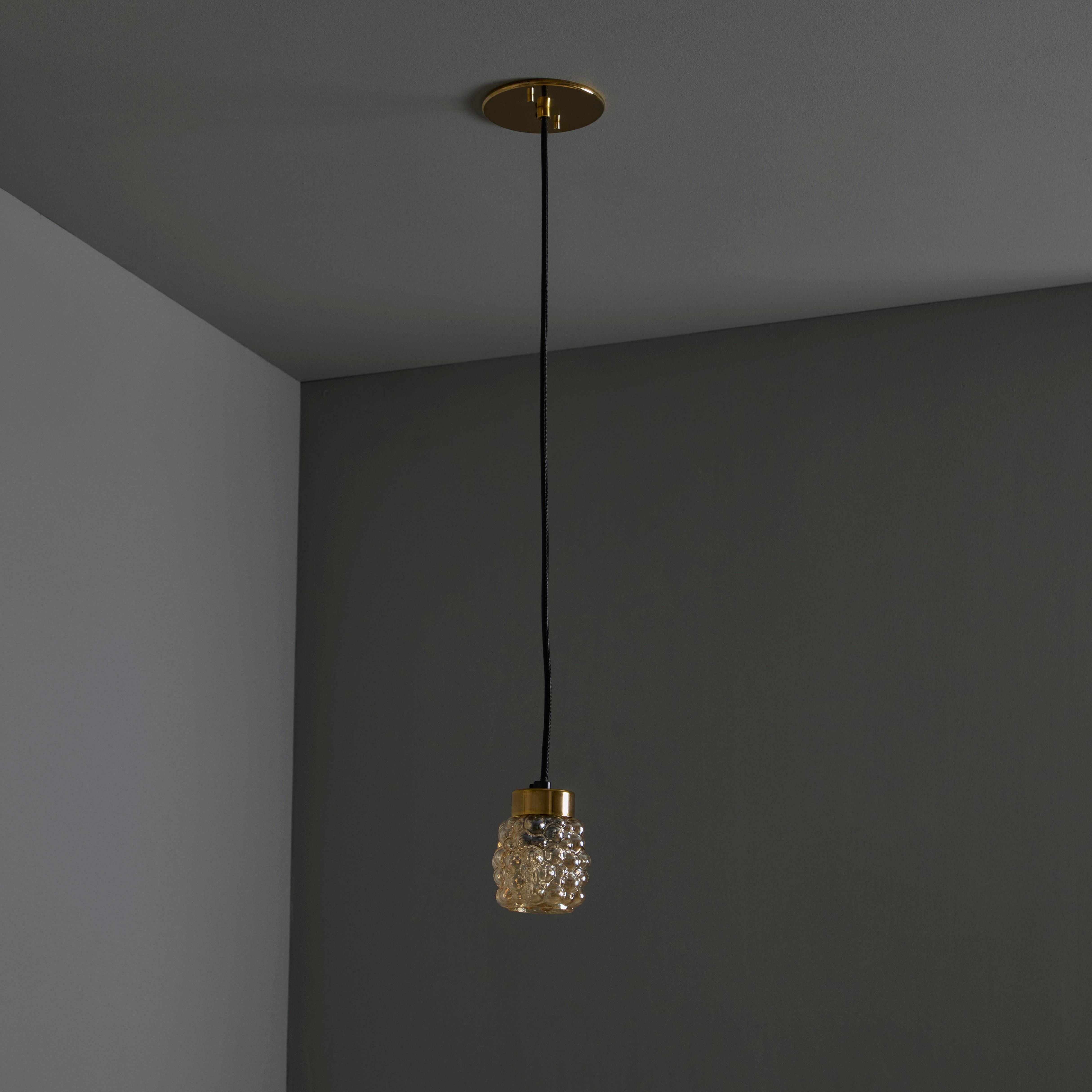 Mid-Century Modern 1960s Helena Tynell Amber Bubble Glass Pendant Lamp for Limburg For Sale