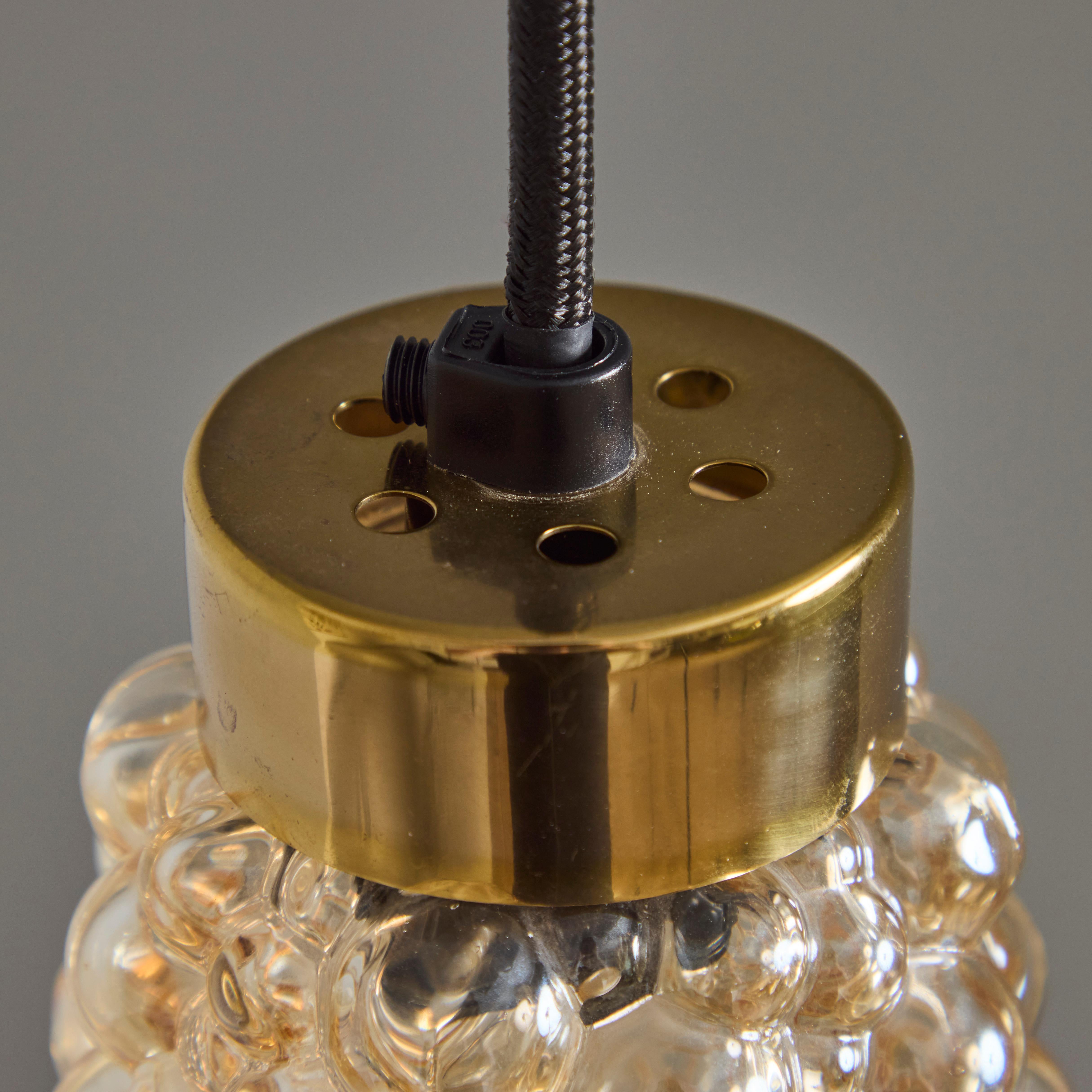 German 1960s Helena Tynell Amber Bubble Glass Pendant Lamp for Limburg For Sale