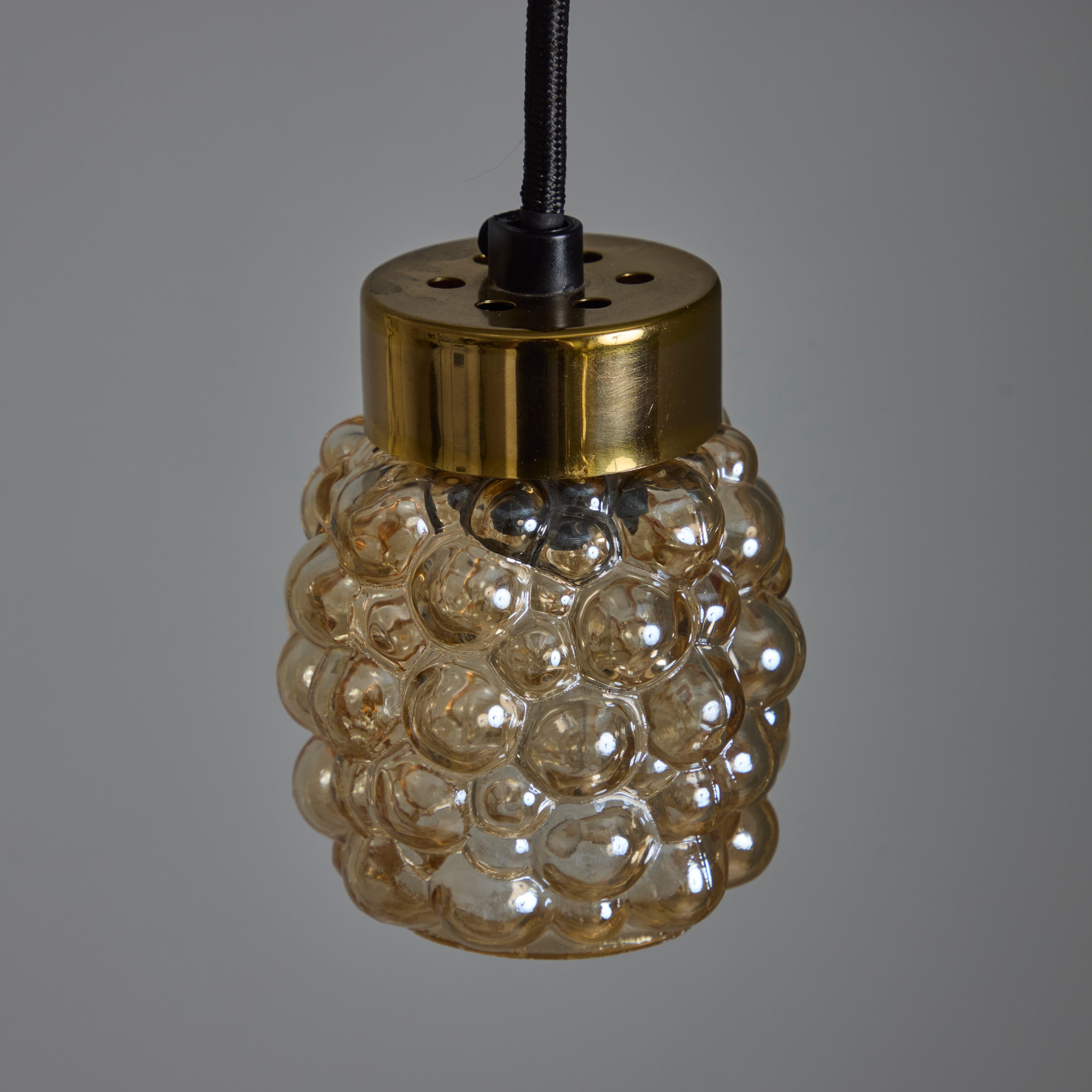 1960s Helena Tynell Amber Bubble Glass Pendant Lamp for Limburg In Good Condition For Sale In Glendale, CA