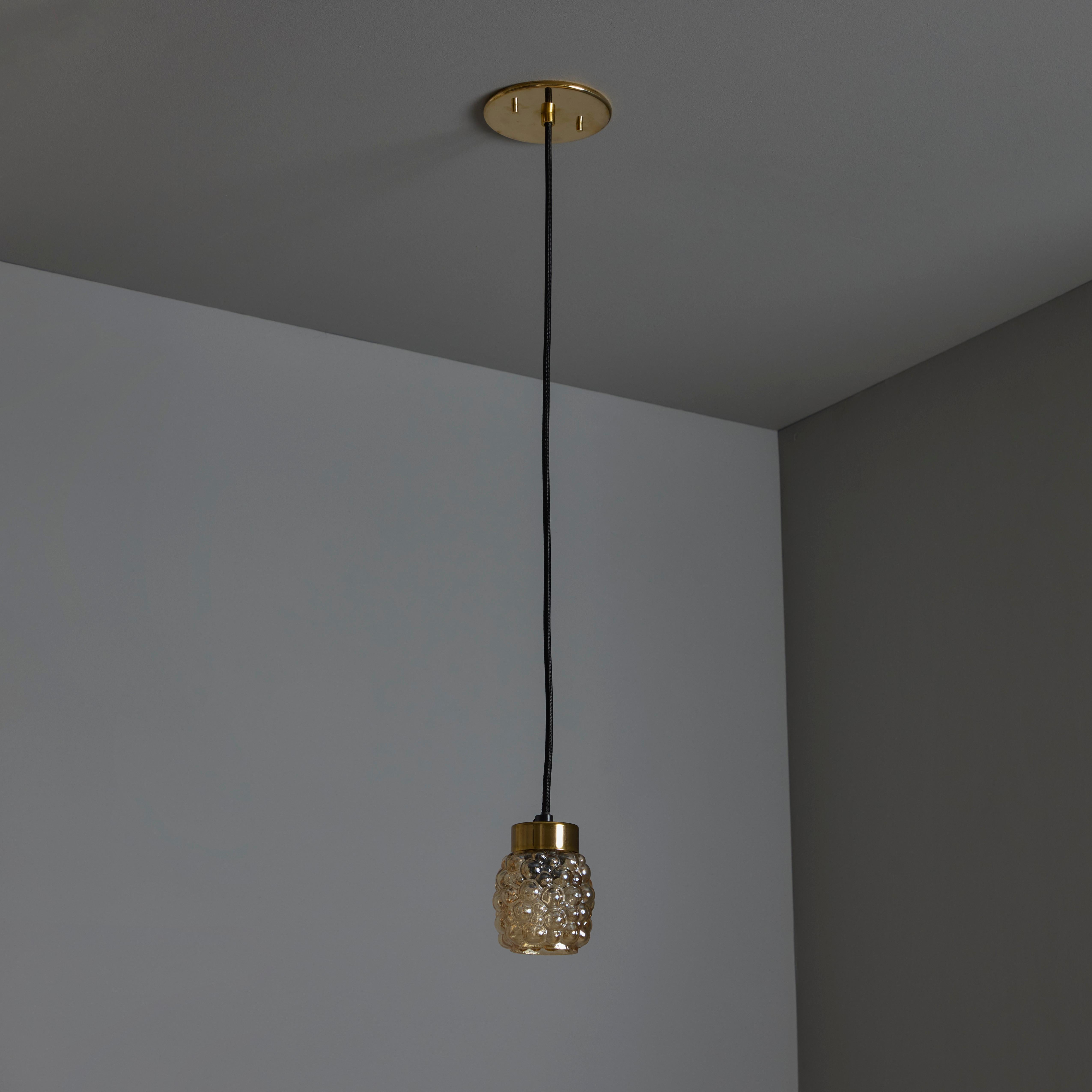 1960s Helena Tynell Amber Bubble Glass Pendant Lamp for Limburg For Sale 1