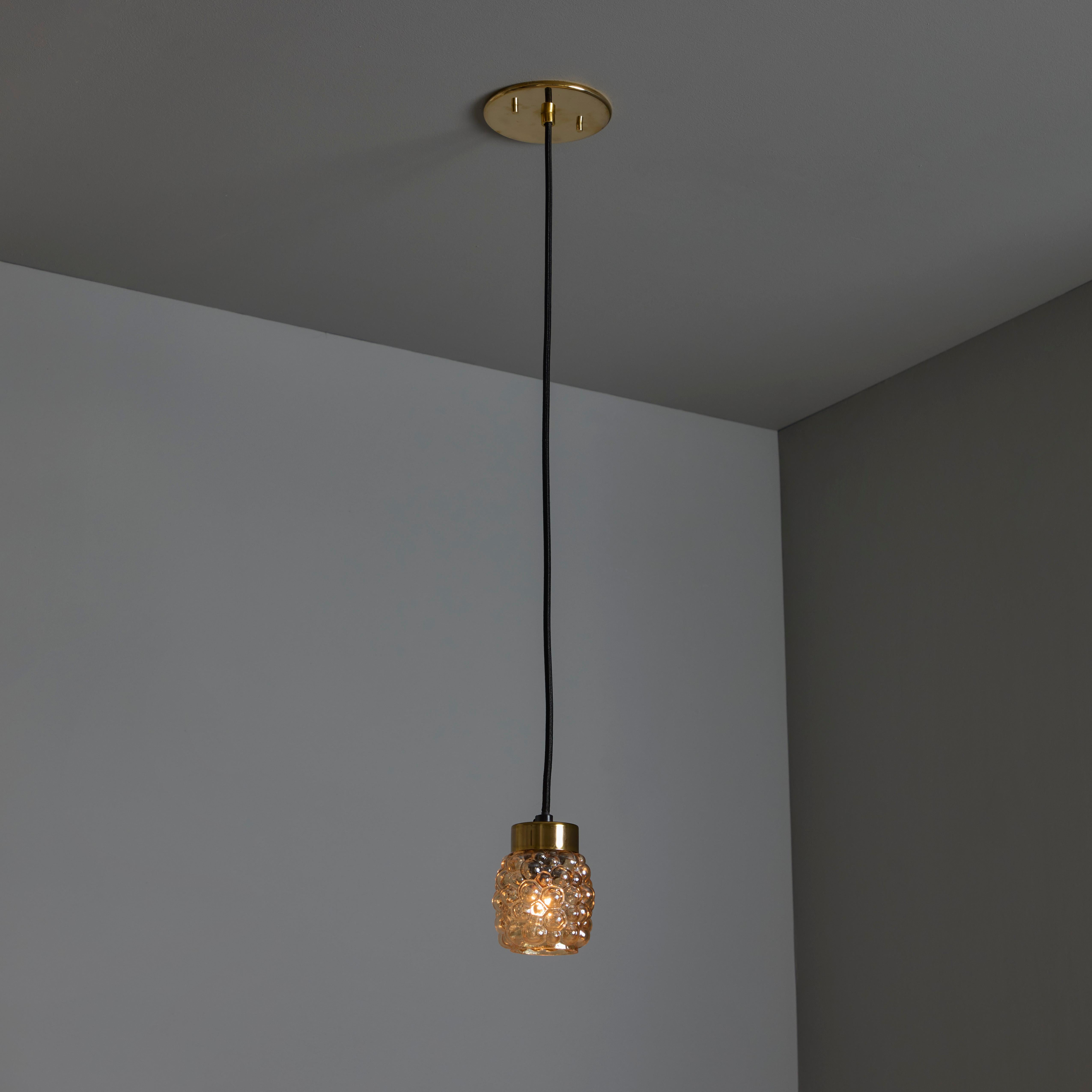 1960s Helena Tynell Amber Bubble Glass Pendant Lamp for Limburg For Sale 2