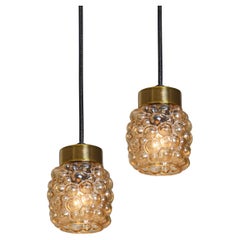 1960s Helena Tynell Amber Bubble Glass Pendant Lamp for Limburg