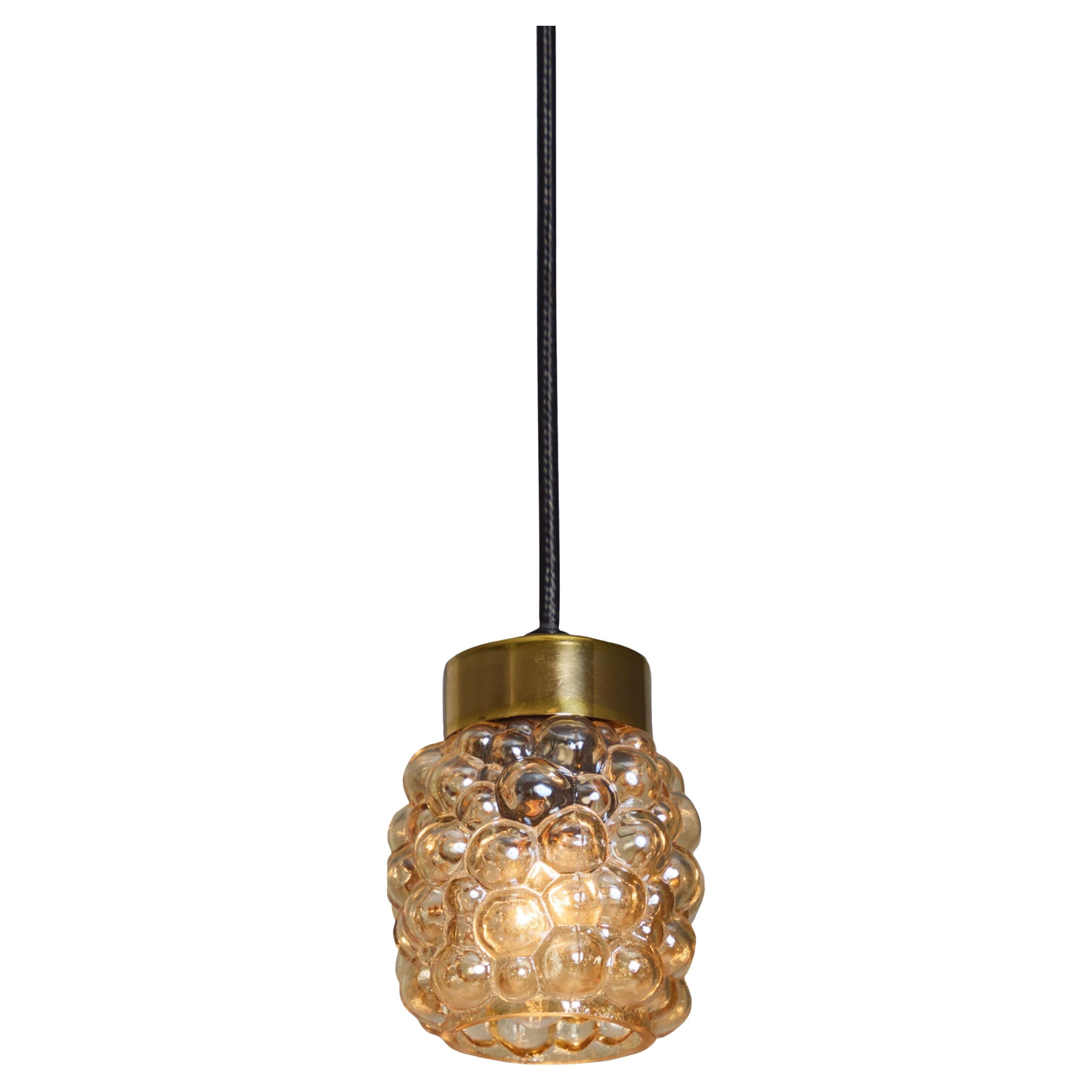 1960s Helena Tynell Amber Bubble Glass Pendant Lamp for Limburg